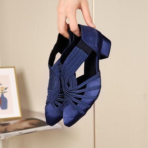 Image of Women Swing Latin Ballroom Salsa Dance Shoes (Closed Toe, Suede Sole) YT12