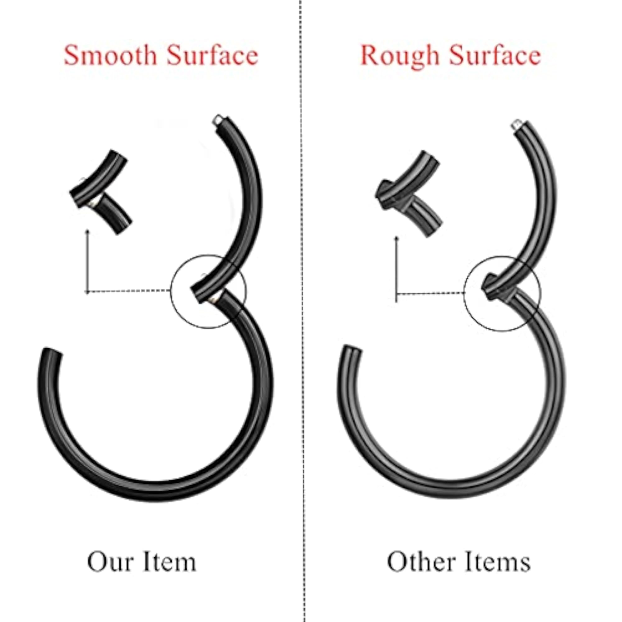 316L Surgical Steel Hinged Nose Rings Hoop, Multiple Sizes