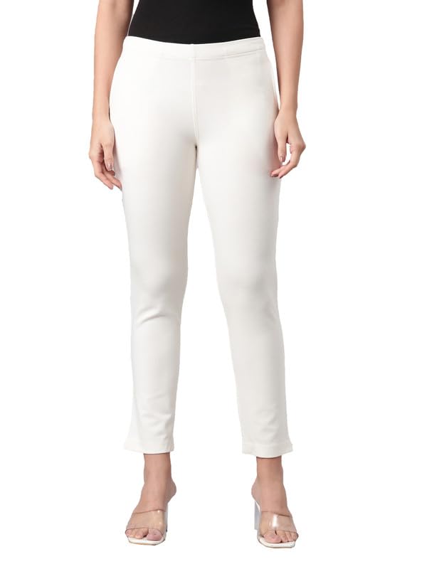 Image of GO COLORS Ponte Smart Kurti Pants Full Length for Women | Breathable, Mid Rise