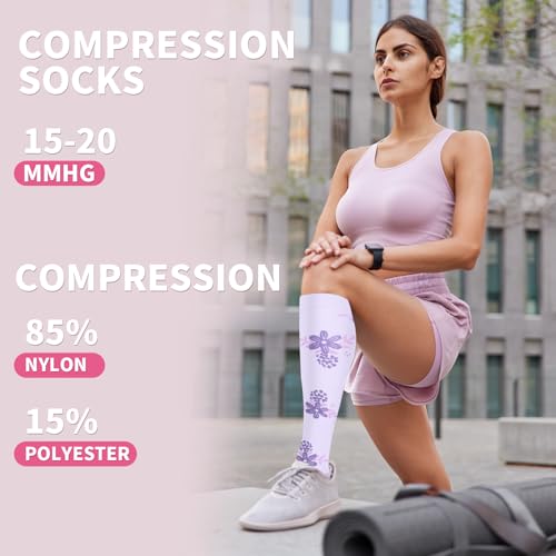 Image of Sooverki Compression Socks for Women & Men 6 Pairs is Best Supportive Knee High Stockings for Circulation, Travel, Nurses