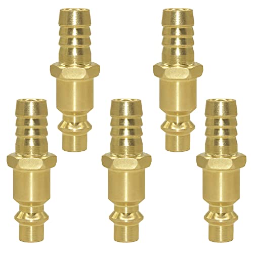 Qolekog Industrial Type D Air Plug 1/4”Coupling x 3/8” Hose ID Barb Reducer Fitting for air compressor (Pack of 5)