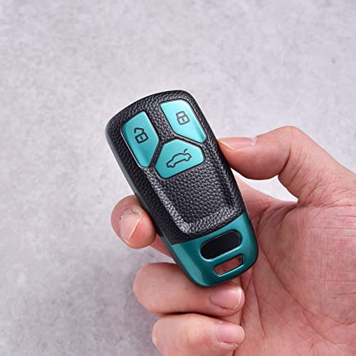 Image of ELOHEI for Audi Key Fob Cover, Premium Soft TPU 360 Degree Full Protection Key Case Accessories Compatible with Audi A4 Q7 Q5 TT A3 A6 SQ5 R8 S5 Smart Key(Leather Green)