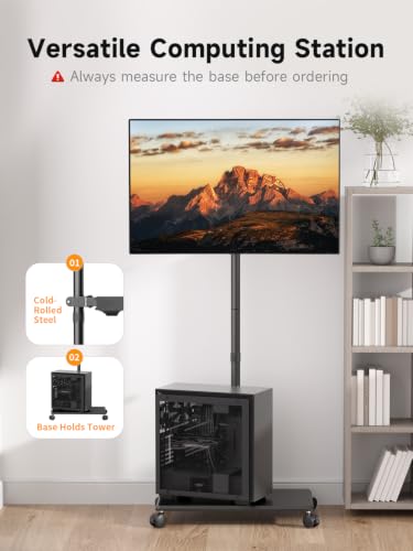 Soporte móvil para escritorio suptek con soporte para monitor hasta de 32", carrito informático sobre ruedas, brazos para monitor y soporte para CPU miniatura 3