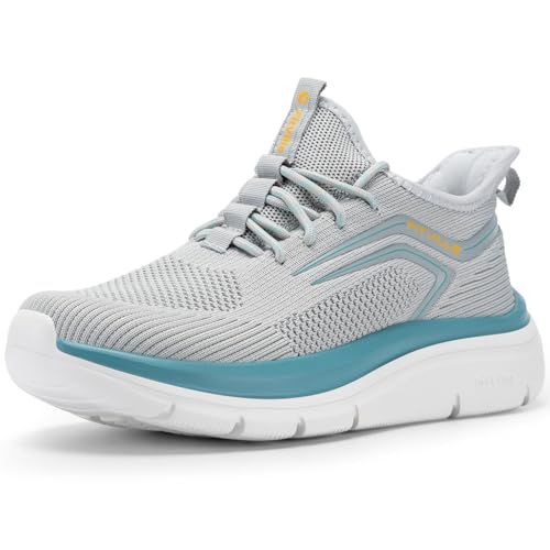 [FitVille] 幅広 スニーカー メンズ 2E 4E ウォーキング ランニングシューズ 運動靴 厚底5cm スリッポン 手を使わずに立ったまま履ける 脱ぎ履きしやすい[size:27.5 cm 4E];[color:C - グレー × ブルー]