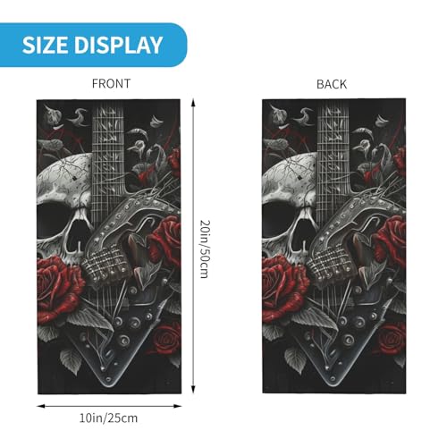 Skull Rock and roll guitar rosas Vintage Cuello Pasamontañas Balaclava Bandana para Mujeres y Hombres Máscara para Motocicleta Ciclismo Esquí Fiesta, Blanco miniatura 3