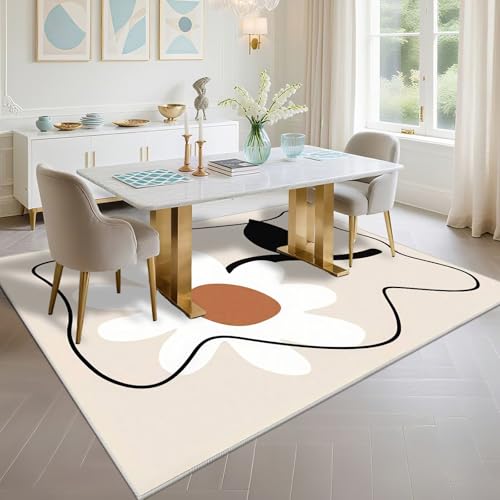 Tapis crème antidérapant pour protéger le sol du salon - 6