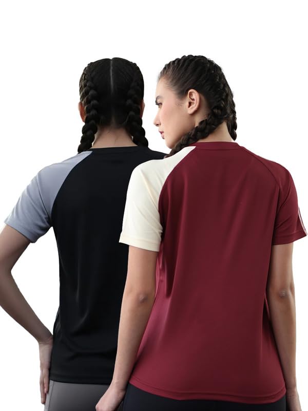 Image of CHKOKKO Gym Tshirt for Women Workout Activewear Regular Fit T Shirt for Woman Round Crew Neck Half Sleeves Best for Sports and Outdoor Activities