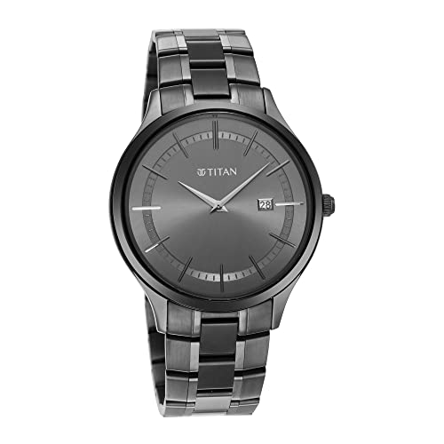 Titan Classique Slimline Anthracite Dial Analog with Date Stainless Steel Strap Watch for Men-NS90142QM02 - Image 5