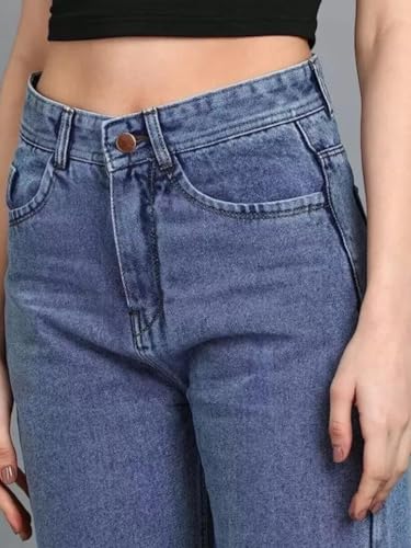Image of Glossia Denim Baggy Jeans for Women | Stretchable High Waist Straight Fit Jeans for Women | High Rise Stretch Denim | Loose Fit Plus Size Denim (Sizes - 24 to 44) WJ11-1205-$