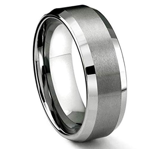 Peora Tungsten 10mm Band Finger Ring for Men (Silver)