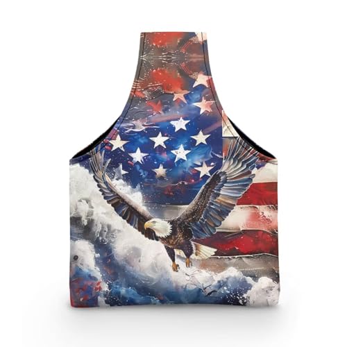 Image of ZUXONGSY American Flag Knitting Tote Bag for July 4th 2026 America250 Yarn Storage Bag for Crocheting Small Crochet Organizers and Storage Patriotic Eagle