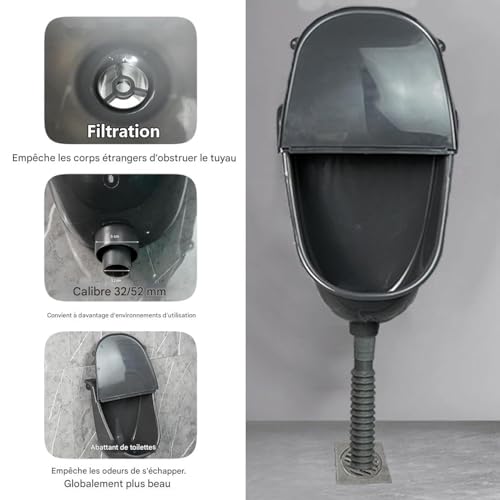 Orinal de pared con tapa para casa y camping con manguera ajustable 7