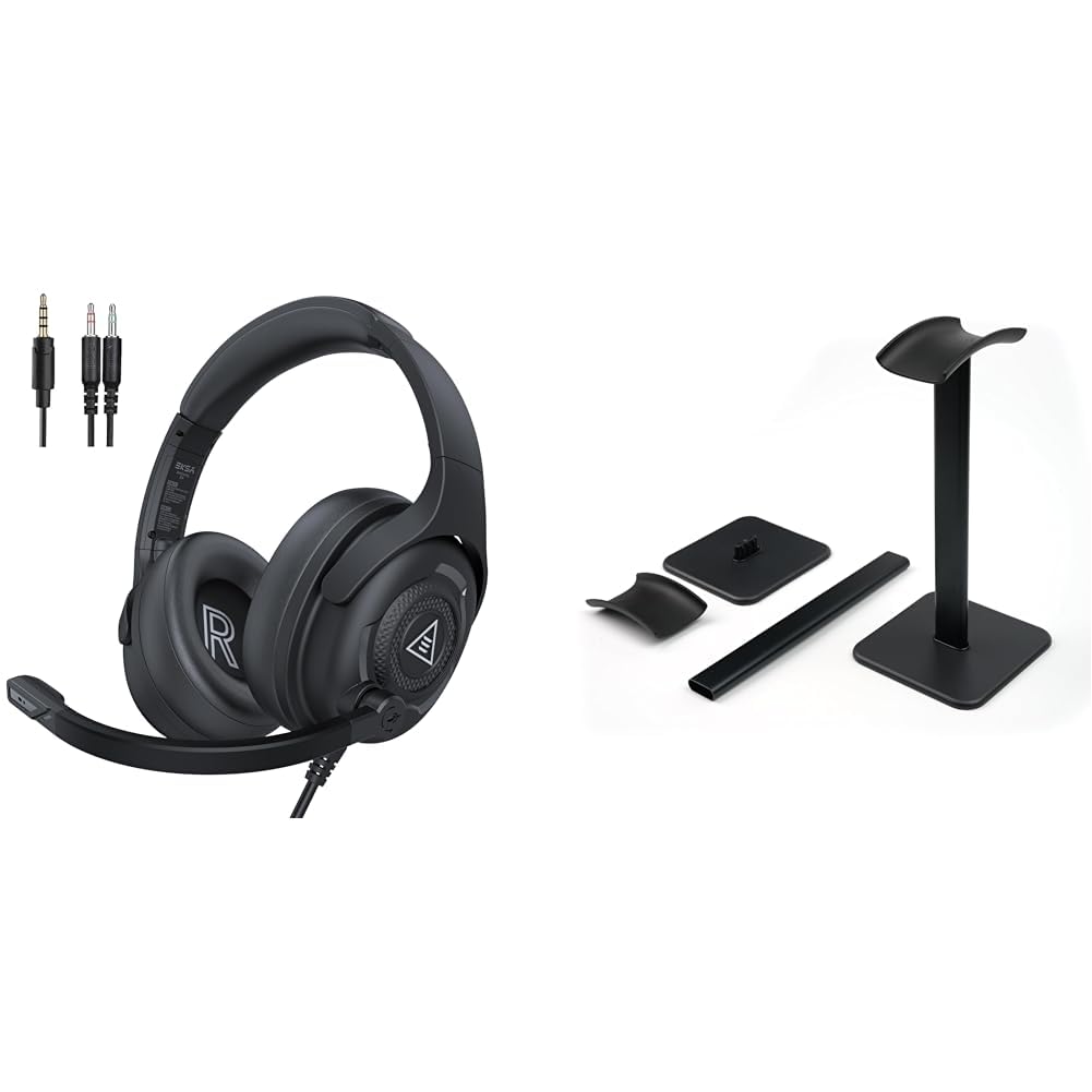 EKSA AirComfy Headset with Microphone for PC Gaming and professional calling WFH or office calling & EKSA Headphone Stand, BALCK-picture-11