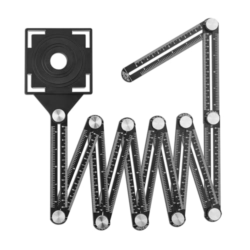 Gunpla Multi Angle Measuring Ruler, 12 Side Foldable Multi-Angle Measurement Adjustable Aluminum Alloy Rulers 5 Hole Positioning Carpenter Length Measure Tool for Wood Tiles Bricks and Holes Drilling