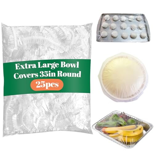 Extra Large Plastic Bowl Cover - 35 Inch Round Bowl Cover, Suitable for Rectangular Bowl Cover (30x22, 26x25), Bread Proving, External Food Cover, Elastic Seal.(25pcs ）