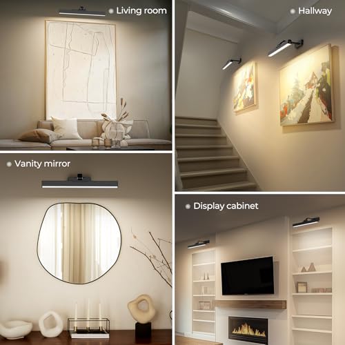 Afyuol Picture Lights Wall Light 16in CCT Gallery Light | Battery Operated, Timer, Remote Control, Adjustable Brightness, Long Lasting, for Wall, for Paintings, for Living Room, Art, Dartboard, Decor