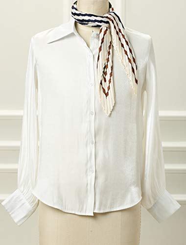 Allegra K Crinkle Pleated Stripe Rhombus Neck Scarf Crumple Neckerchief for Women2