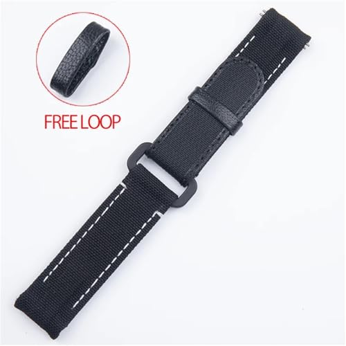 Barre à ressort en nylon réglable cuir noir blanc montre sangle DiW 20 mm - 6