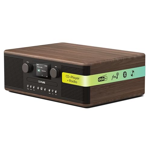 Pure Classic C-D6 Musiksystem (CD-Player, DAB+/FM, Bluetooth, AUX, USB, Wecker, Sleeptimer) Coffee Black/Walnut
