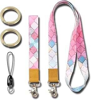 Key Lanyard Wrist Lanyard and Neck Lanyard with 2 Keyrings Fashion Cool Lanyard for Keychain, Mobile Phone, ID Holder(2PCS)