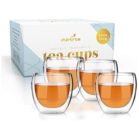 Charbrew Doppelte isolierte Glas-Teetasse Cover