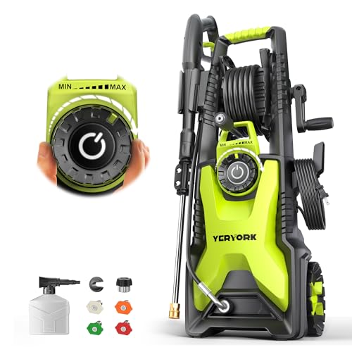 4000 PSI Electric Pressure Washer, 1900W Motor, 4 Adjustable Nozzles, 32.81ft Hose, Foam Cannon,...