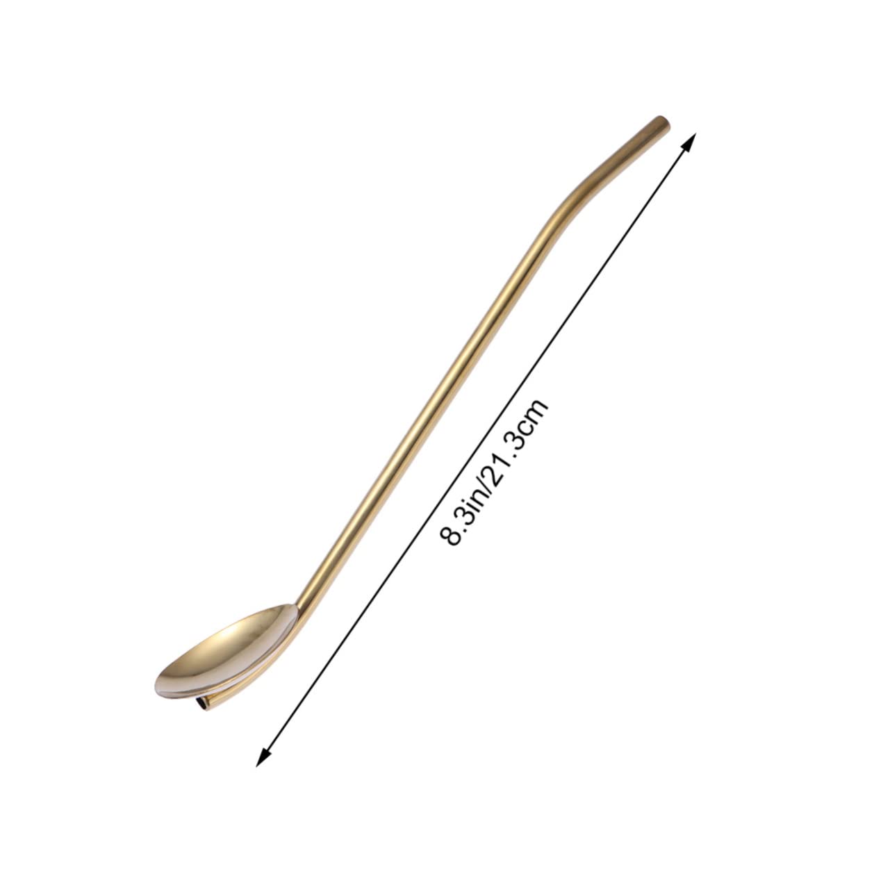 PRETYZOOM 6pcs Pack Stainless Steel Oval Shape Metal Drinking Spoon Straws Cocktails Reusable and Washable Luxury Gold Finish for Beverages and Dinner Parties