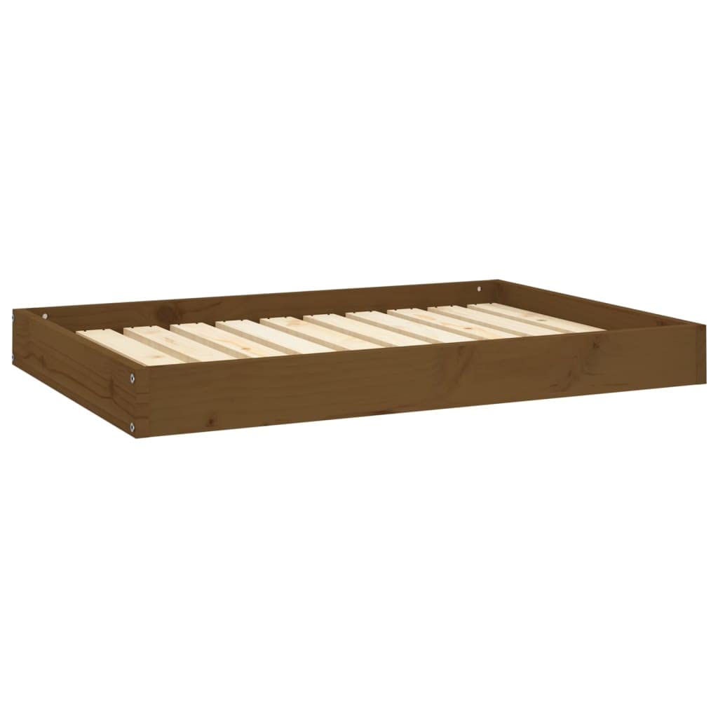 Hundebett aus Massivholz Kiefer 91,5x64x9 cm Honigbraun | Robuster Holzrahmen für Hunde und Katzen, passend für jedes Wohnzimmer. Einfache Selbstmontage, Lieferung ohne Kissen.