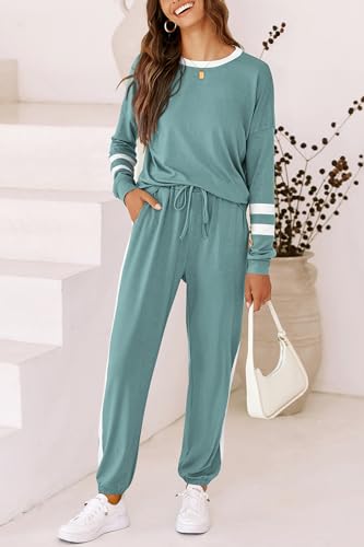 Image of PRETTYGARDEN Travel Outfit Women 2 Piece Lounge Sets | Long Sleeve Shirts, Jogger Pants Pockets, Matching Track Suits, Fall Spring Comfy Clothes for Casual Outing, Cruise, Airport
