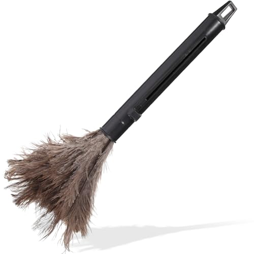POPETPOP Plumero Retráctil de Plumas de Avestruz, Antiestático y Grueso para Limpieza del Hogar y Coche, Herramienta Lavable para Eliminar Polvo en Muebles, Oficinas y Zonas de Difícil
