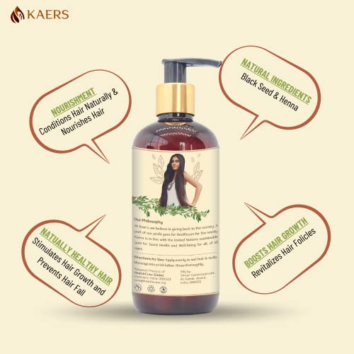 Image of Kaers Kalonji Hair Care Combo | Black Seed & Henna Shampoo | Black Seed, Henna & Costus Root Hair Oil | Nourishment of Hair | Paraben Free, SLES Free, Dioxane Free, Mineral Oil Free | 400ml + 200ml Value Pack