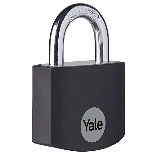 Yale YE3B/25/112/1/BK - Standardschutz Aluminium-Vorhängeschloss Schwarz 25mm - Stahlbügel - 3 Schlüssel