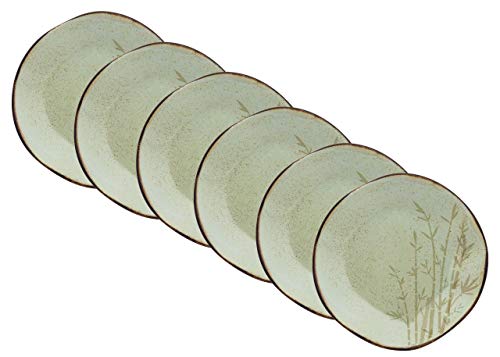 Jogo De Pratos Rasos Bambu 27,5cm Com 6 Peças Porcelana Oxford