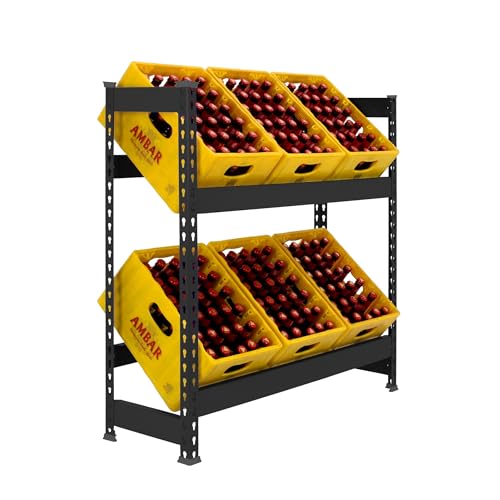 Simonrack Getränkekistenregal, 2 Kästen, Flaschenregal, Getränkekistenhalter, Kistenregal, Galvanisiert - Simonbottle