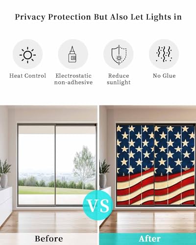 Película de privacidad para ventana temática bandera americana 35.4 x 78.7 pulgadas miniatura 6