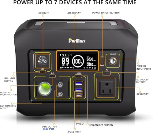 Image of 300W Portable Power Station (Peak 500W),LiFePO4 Solar Generator | 288Wh (90,000mAh)Portable Power Bank,110V Pure Sine Wave AC Outlet,Lifepo4 Battery,RV,Outdoor Camping,Traveling,Emergencies