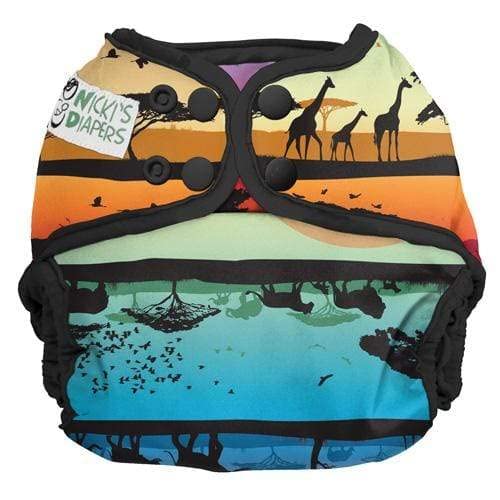 Image of Nicki's Diapers One Size Snap Cloth Diaper Cover | Adjustable Waterproof Cover for Baby Boys or Baby Girls | Coves Prefold Cloth Diapers, Flat Diapers, or Fitted | 8-35+lbs