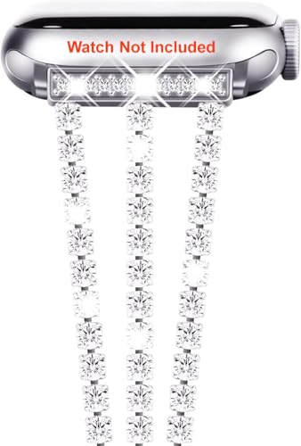 Image of Zitel Bling Rhinestone Metal Band Compatible with Apple Watch Straps for Women Girls Sparkling Shiny Wristbands