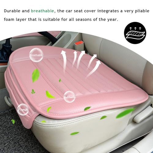 Sylvil Car Seat Bottom Cover, Semi-Wrap Non-Slip Leather Car Seat Cover, Comfortable Breathable Auto Front Seat Bottom Cushion with Pocket, Universal Interior Car Accessories (Pink) by Sylvil - Used condition - Image 4