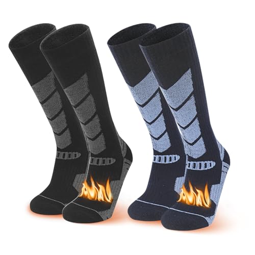 La Mejor Selección de Ropa de Deportes de invierno los preferidos por los clientes. 49 Dos Pares de Calcetines de Esquí de Invierno, Calcetines Térmicos para Hombres y Mujeres en Climas Fríos, Calcetines Deportivos de Invierno para Montañismo y Otros Deportes
