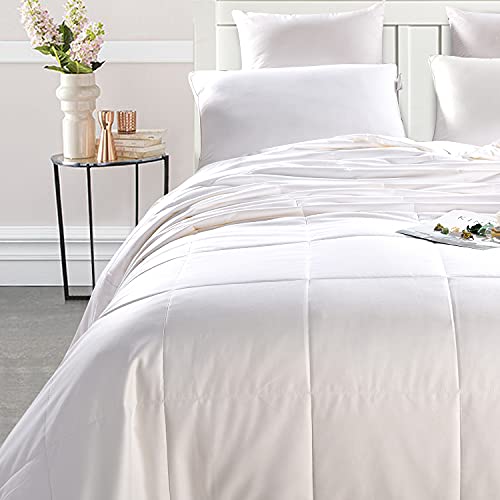 Since Silk All-Season Silk Comforter, White Silk Duvet For Night Sweats Hot Sleepers，100% Long Strand Mulberry Silk, 100% Cotton Duvet Cover(King(90-102In)) #TOP1