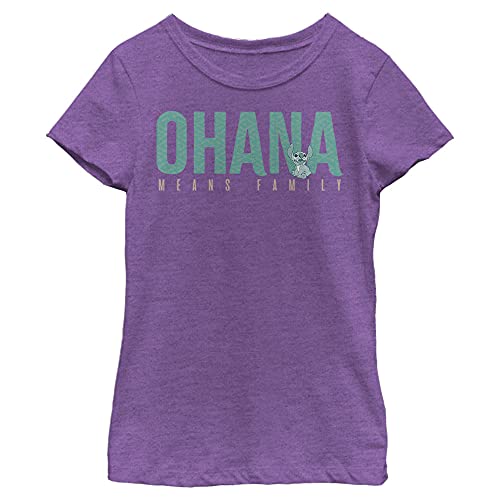 Image of Disney Lilo & Stitch Ohana Bold Girl's Heather Crew Tee