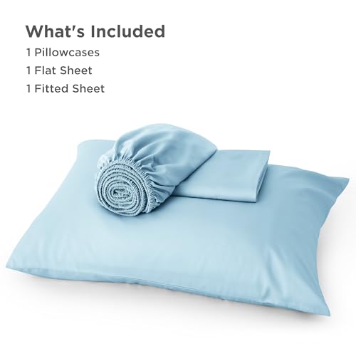Image of Bedsure Cooling Sheets Twin, Rayon Derived from Bamboo, PureWoven, Breathable & Soft Twin Sheets Set, Deep Pocket Up to 16 Inches, Hotel Luxury Silky Bedding for Hot Sleepers, Aqua
