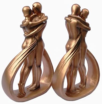 Zivif Resin Couple Sculpture Home Decor, Romantic Love Statue for Weddings and Anniversaries, Hand-Made Hug Couple Figurine for Souvenir Gift, Bronze 6.5x10 Inch