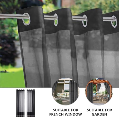 Rideaux imperméables pour terrasse et pergolas SECFOU lot de 2 rideaux noirs filtrant de salon