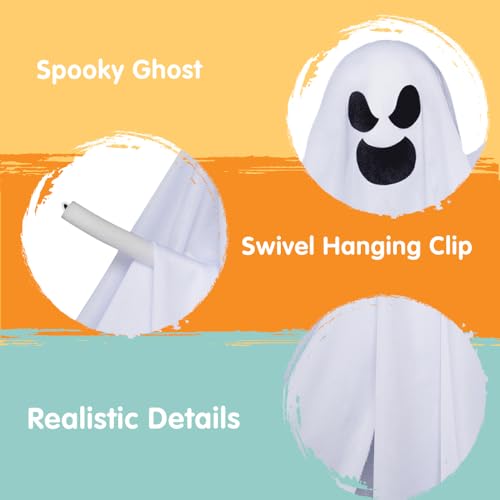 Image of JOYIN 1 PC 27.5 inch Halloween Hanging Ghost Decorations Outdoor, Halloween Flying White Ghost Decor for Tree Front Yard Patio Lawn Garden, Haunted House Prop, Party Decor Outside