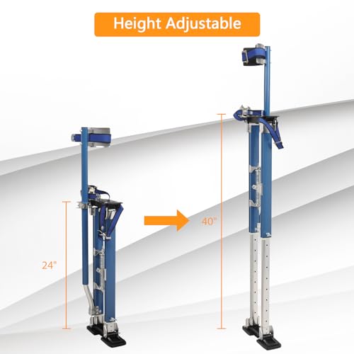 BIGREAT Blue Drywall Stilts 24-40 Inch Height Adjustable Lifts Aluminum Tool for Painting Finishing Pruning Branches Cleaning