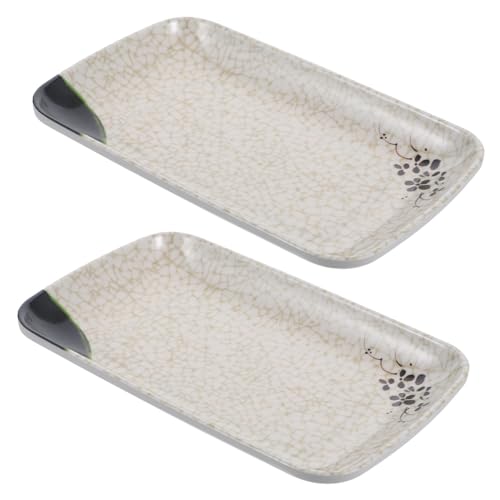 OFFSCH 2Pcs Japanese Style Rectangular Sushi Plates Resin Serving Plates