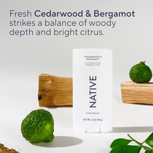 Image of Native Aluminum Free Deodorant, Cedarwood & Bergamot, Large Size Stick, 72 Hour Odor Control, for Women & Men, Contains Naturally Derived Ingredients, 3.1 oz