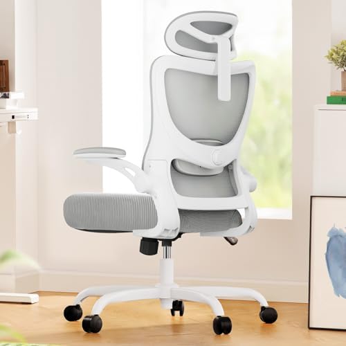 Marsail Bürostuhl, Bürostuhl Ergonomisch, Schreibtischstuhl Verstellbarer | 3D Armlehnen, 2D Lendenstütze & Kopfstütze , 120° Wippfunktion Mesh-Rückenlehne, 10 cm höhenverstellbar,